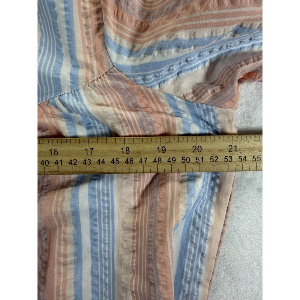 Country Store M Full-Zip Seersucker Housecoat Pastel Striped Cotton‎ Blend Mumu - Picture 6 of 7